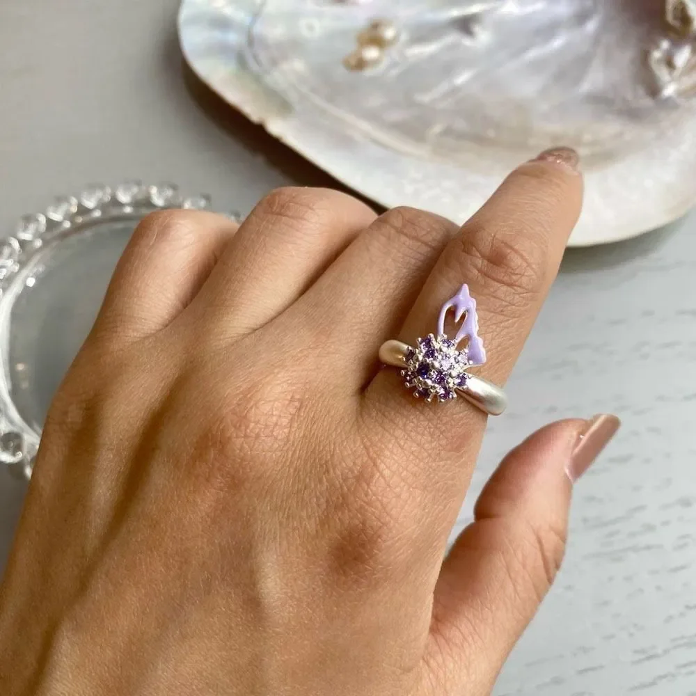 Matt Silver Purple Flare Ring